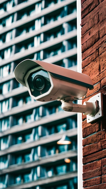 Vista de cerca de la cámara de vigilancia que garantiza la seguridad en las calles