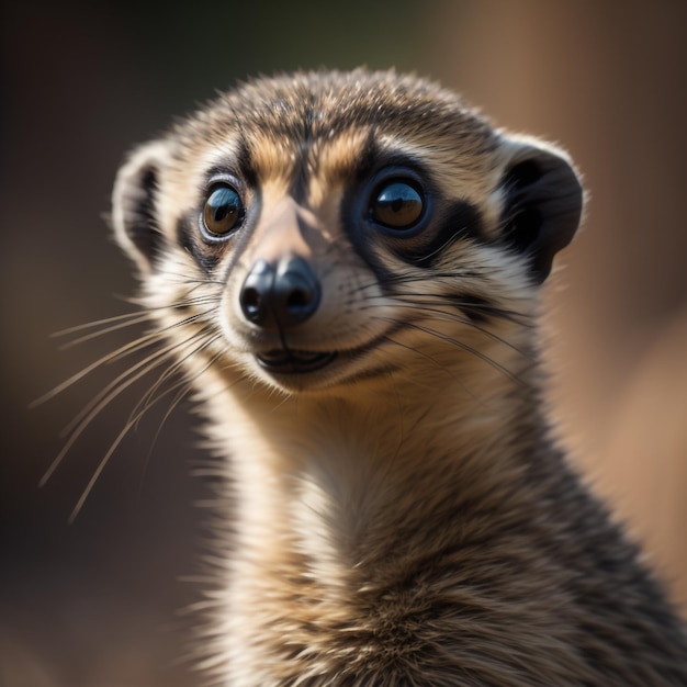 Foto una vista de cerca de un curioso suricata