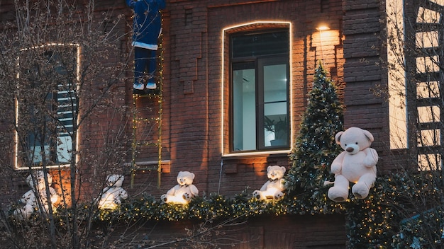 vista de cerca decoraciones navideñas