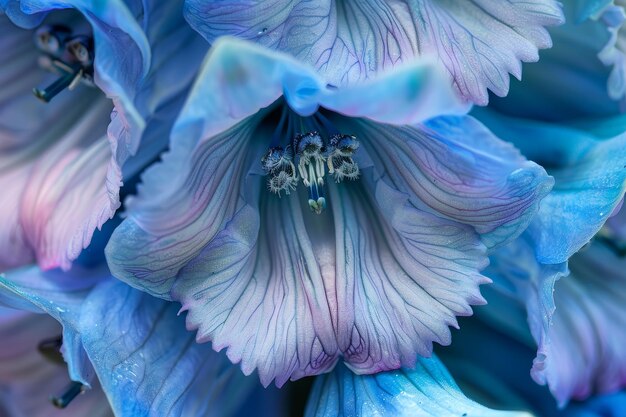 Foto vista de cerca de una flor delfinio azul