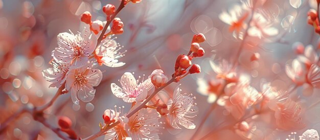 Una vista de cerca de las flores que florecen en un cerezo de arena durante la primavera