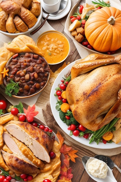 Vista de cerca del fondo del concepto de comida de acción de gracias