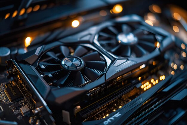 Foto vista de cerca de una gpu de computadora