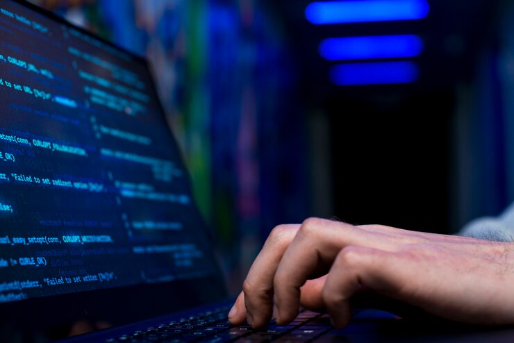 Foto vista de cerca de hacker