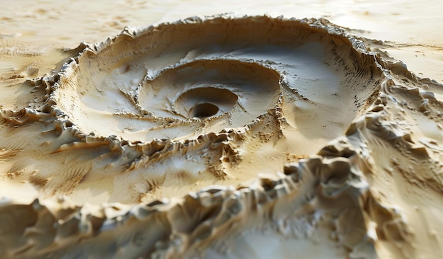 Vista de cerca del intrincado patrón de arena del desierto con espirales