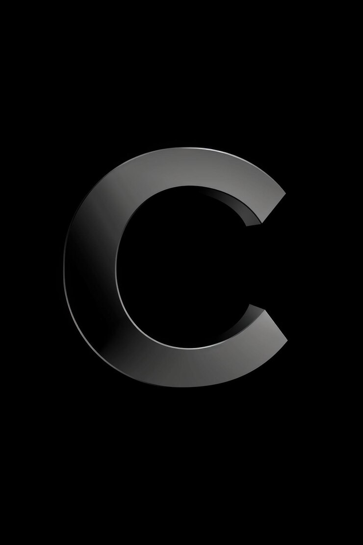 Foto una vista de cerca de la letra c sobre un fondo negro ideal para su uso en proyectos de tipografía y diseño