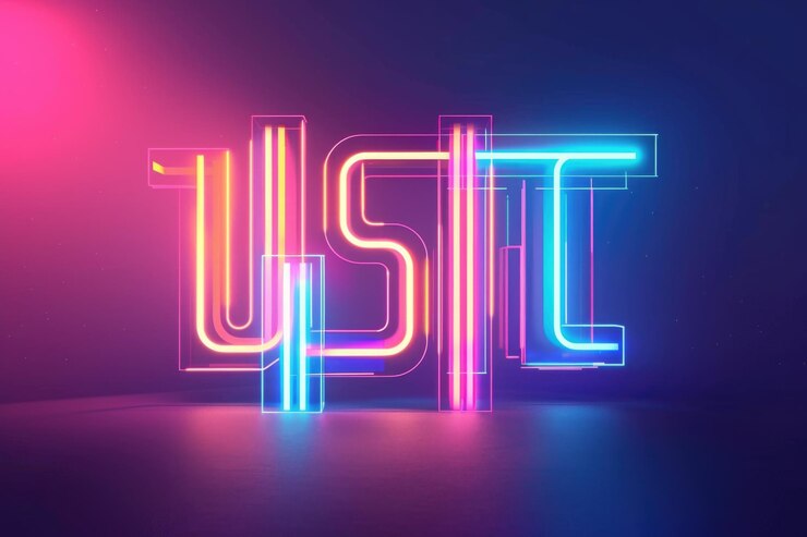 Foto una vista de cerca de un letrero de neón con la palabra 39ust39 en letras brillantes en negrita