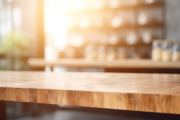 Vista de cerca de una mesa de madera IA generativa