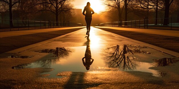 Foto vista de cerca de una mujer corriendo al aire libre por la mañana