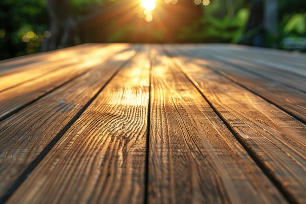 Vista de cerca de objetos de madera en la luz de la mañana