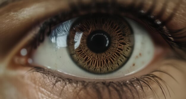 Una vista de cerca de un ojo humano que muestra sus intrincados detalles y belleza