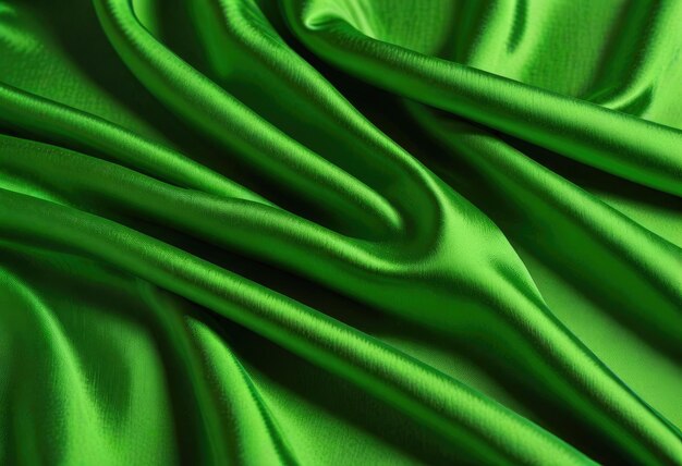 Una vista de cerca de la tela de seda verde ácido acentuando su textura como elemento de fondo