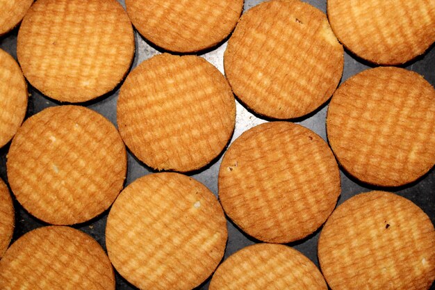 Vista de cerca de la textura de galletas de galletas sabrosas