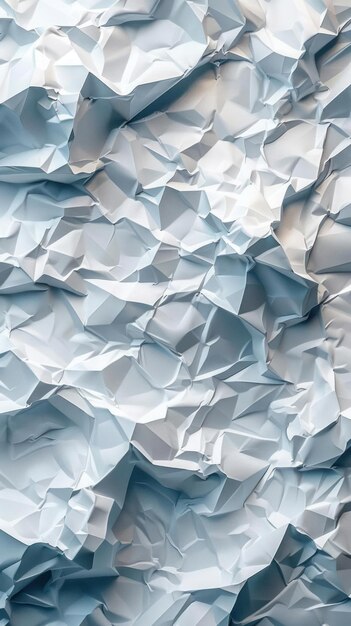 una vista de cerca de una textura de papel arrugado azul y blanco