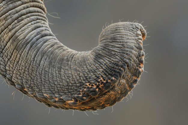 Foto una vista de cerca de la trompa de un bebé elefante