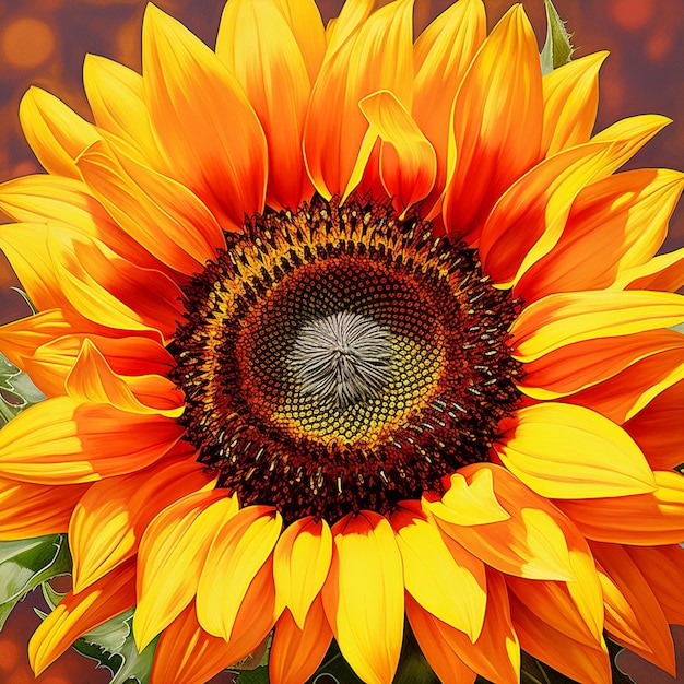 Foto vista de cerca de un vibrante girasol que irradia colores encantadores