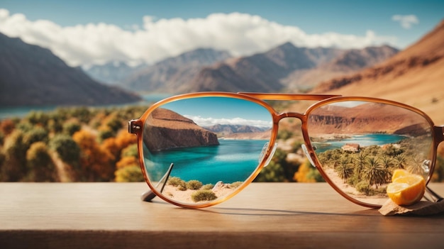 Vista de cerca vista desde las lentes de gafas negras