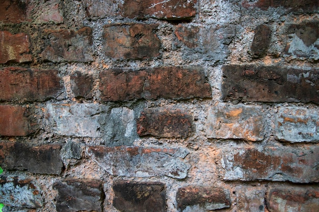 Vista cercana detallada de las antiguas paredes de ladrillo en los edificios históricos Textura de fondo