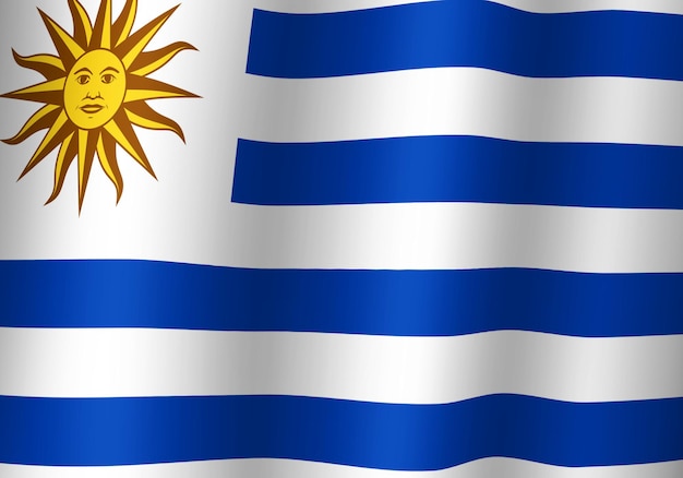 vista cercana de la ilustración 3d de la bandera nacional de uruguay