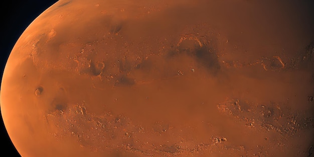 Vista cercana de Marte rojo, espacio profundo