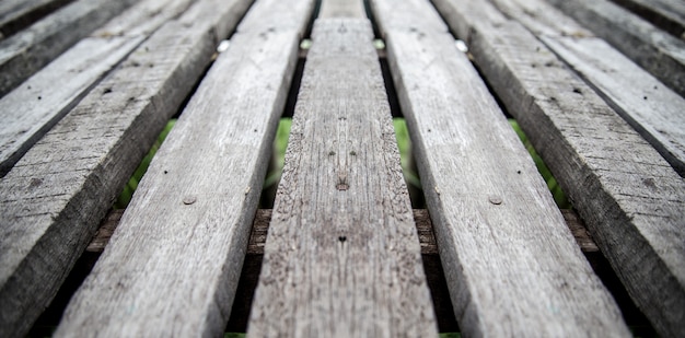 Vista cercana de las superficies de pared de madera para el fondo y pisos de madera antiguos