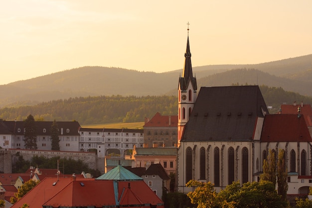 Vista de Cesky Krumlov al atardecer