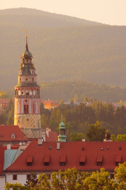 Vista de Cesky Krumlov al atardecer