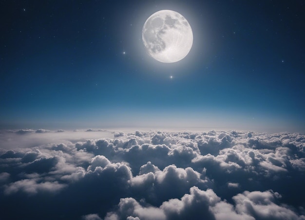 Una vista del cielo nocturno con el fondo de la luna