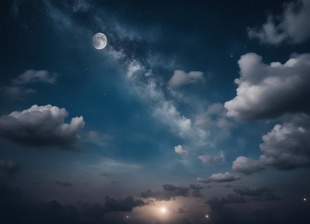 Foto una vista del cielo nocturno con el fondo de la luna