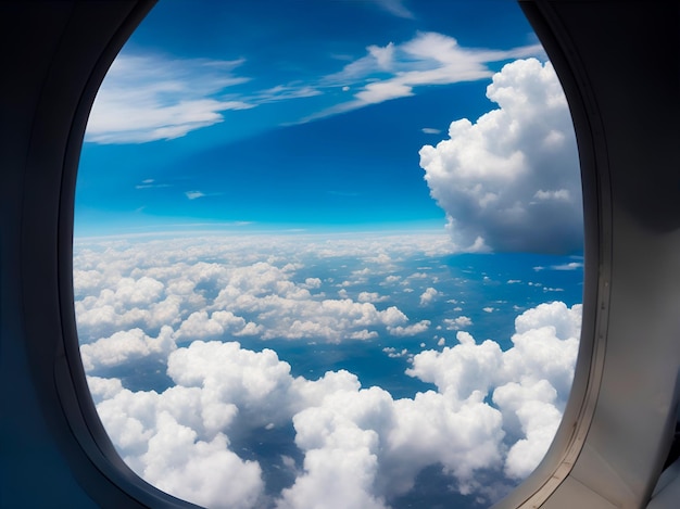 Una vista del cielo desde una ventana de un avión