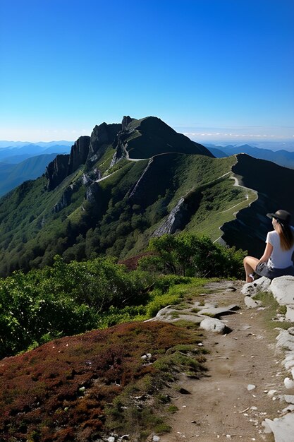 Foto vista de la cima de la montaña