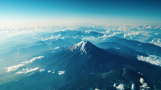 Vista de la cima del Monte Fuji desde un avión