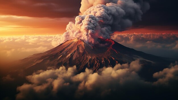 vista de la cima de un volcán en las montañas