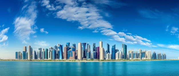 Foto una vista de una ciudad desde el agua