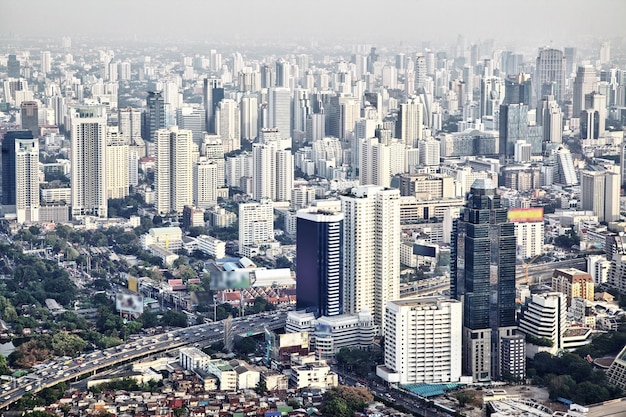 Vista de la ciudad de Bangkok desde arriba de Tailandia