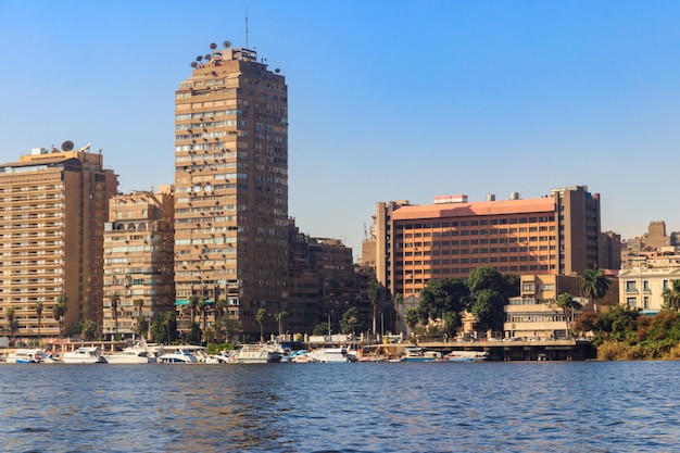 Vista de la ciudad de El Cairo y el río Nilo en Egipto