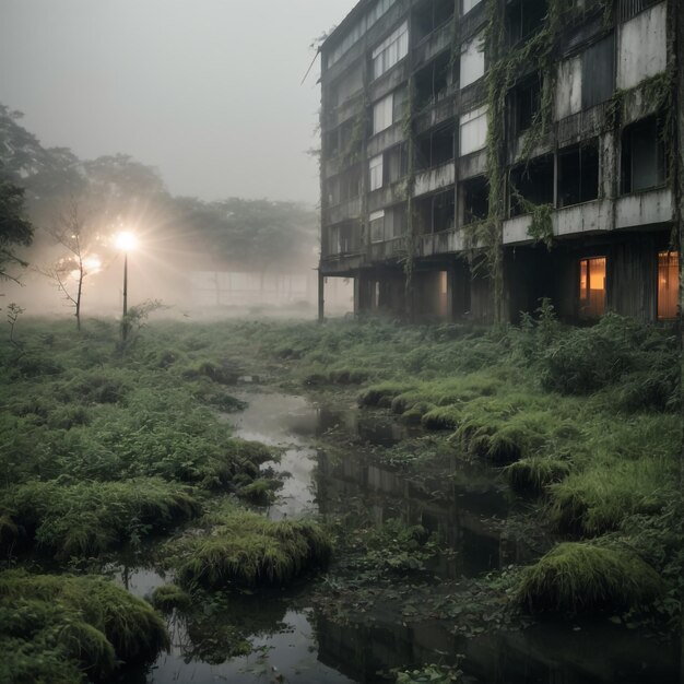 Vista de la ciudad destruida