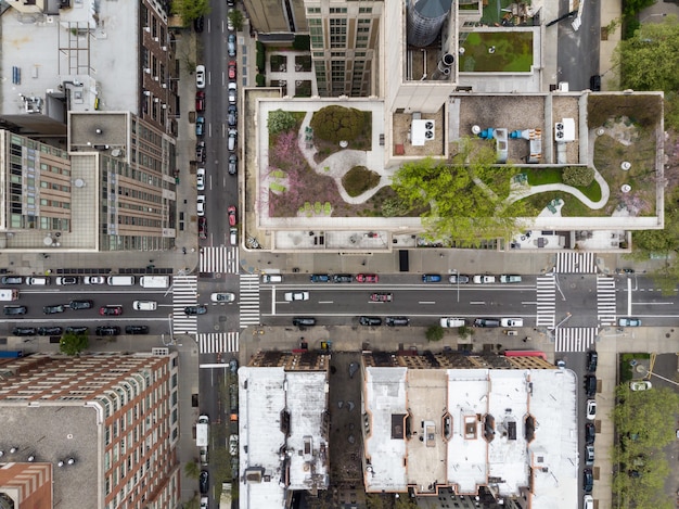 Foto vista de la ciudad desde drone