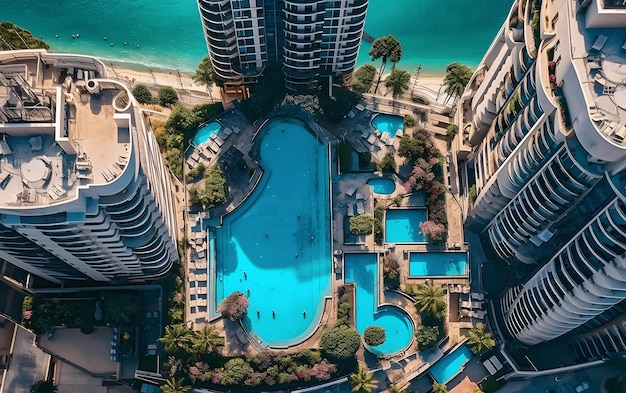 Una vista de la ciudad de Dubai desde el cielo