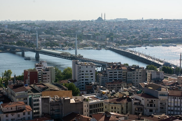 Vista de la ciudad de Estambul desde la torre de Galata en Turquía Bahía del Cuerno de Oro de Estambul