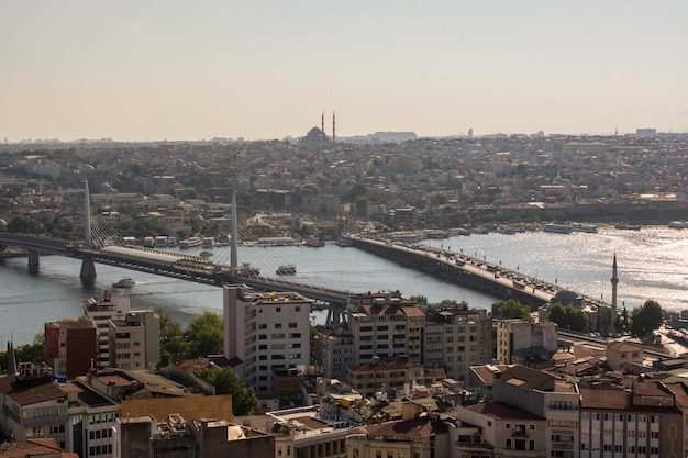 Vista de la ciudad de Estambul desde la torre de Galata en Turquía Bahía del Cuerno de Oro de Estambul