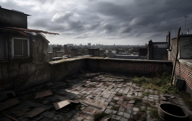 Una vista de la ciudad de Liverpool desde el techo de un edificio.