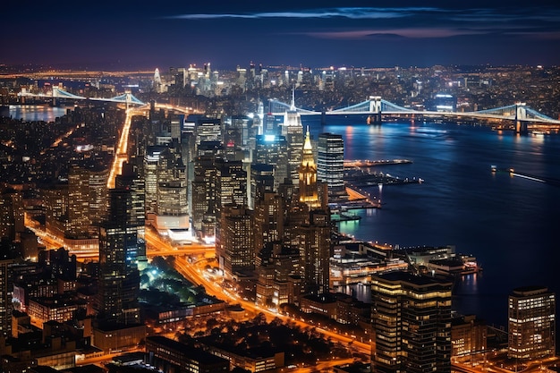 vista de la ciudad puente nocturno revisión de la tecnología iluminación excepcional miniatura fábricas enormes sin fin