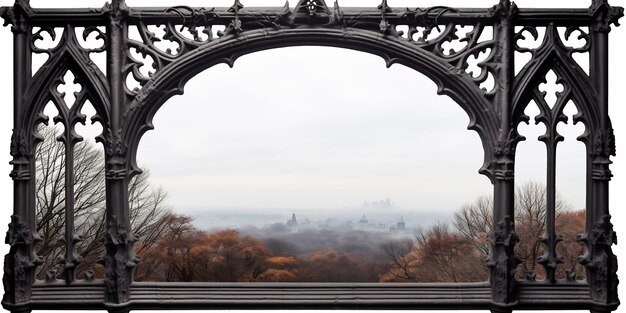 una vista de una ciudad a través de un arco