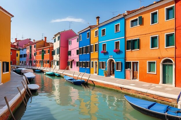 Vista de las coloridas casas venecianas en las islas de Burano en Venecia