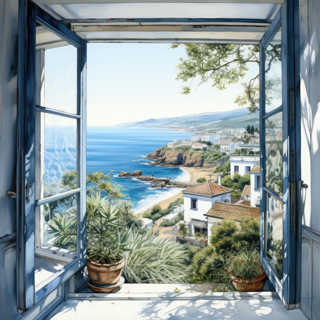 Vista costeira de uma janela