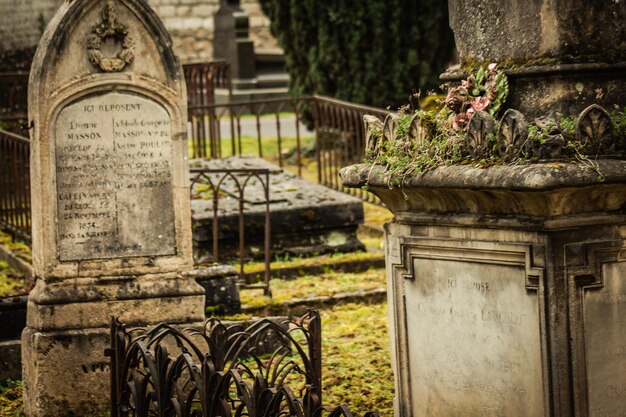 Foto vista de la cruz en el cementerio