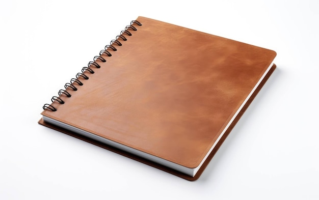 Vista del cuaderno sobre un fondo blanco