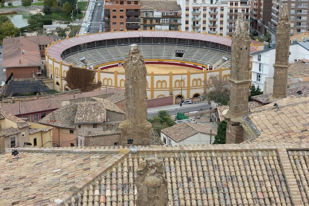 Vista da arena de touros de Huesca da catedral Aragão Espanha