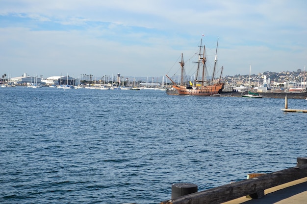 Vista da baía de San Diego no centro da cidade